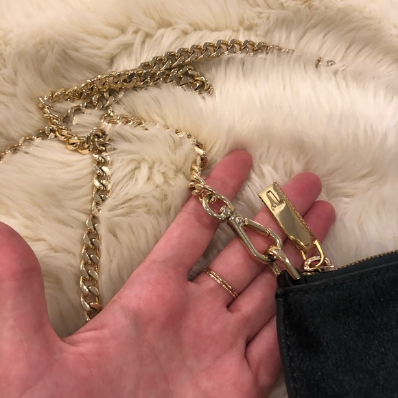 Like new! TED BAKER green mohair/black leather bag - Picture 4 of 6